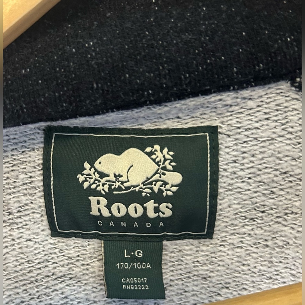 Roots Men's Black Grey 1/4 Zip Pullover Sweater Mens Size L Salt & Pepper Canada - Picture 10 of 11